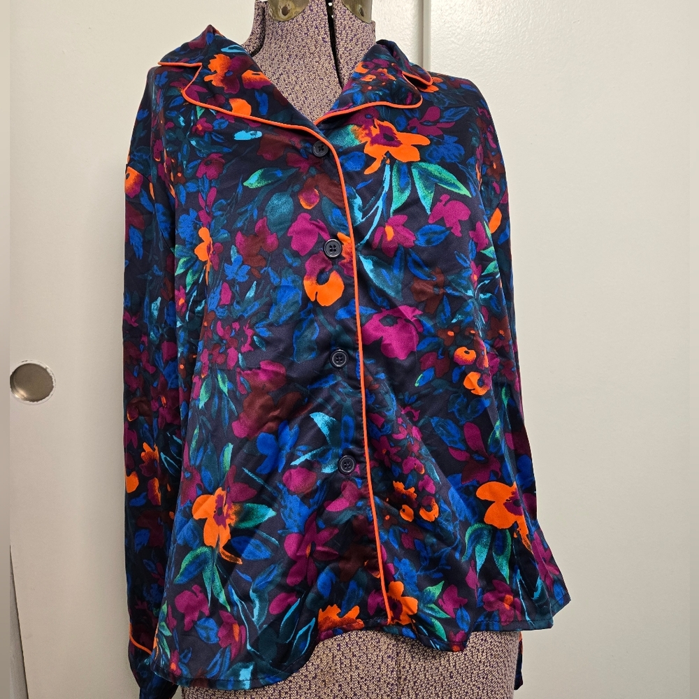 The Pioneer Woman Multi Color 100% Polyester Long Sleeve Pajamas Top Size Large